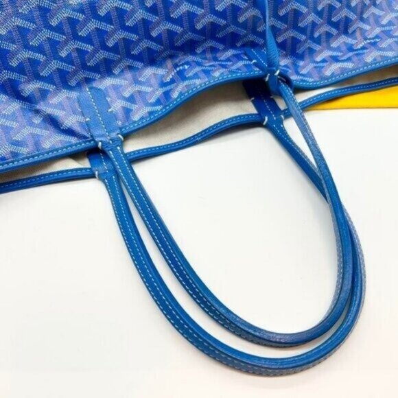 RARE Authentic Goyard Saint Louis PM Blue Shoulder Tote Bag & Pouch - Picture 5 of 11